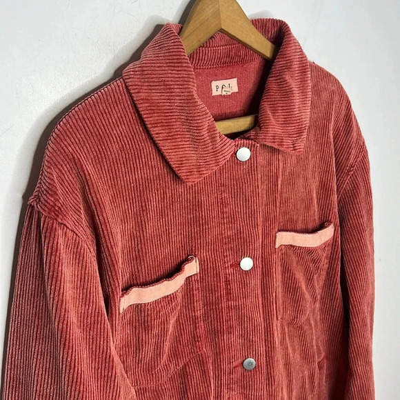 POL Corduroy Shacket Button Down Distressed Hem Fall Transitional Layering - Picture 4 of 13